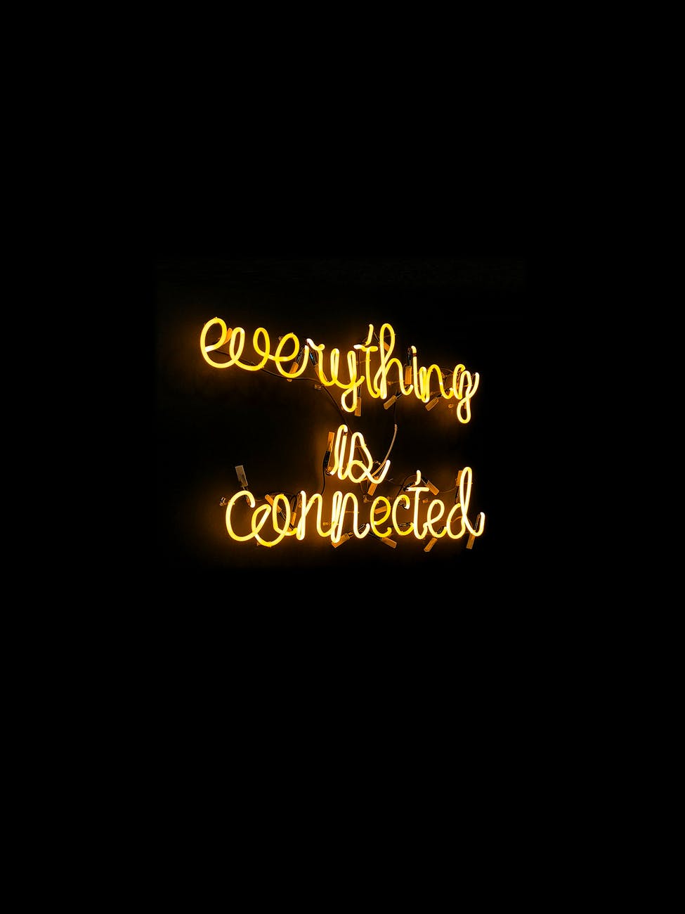 everything is connected neon light signage